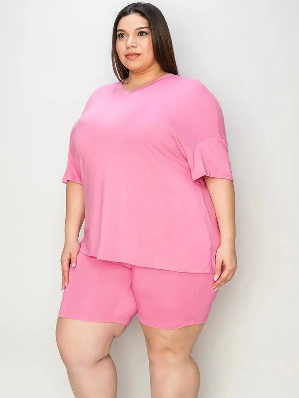 Basic Bae Full Size V - Neck Drop Shoulder T-Shirt and Shorts Set - we buy