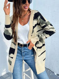 Camouflaged Dropped Shoulder Open Front Cardigan - we buy