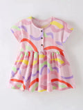 Children's Colorful Wave Print Casual Dress - we buy