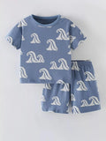 Children's Ocean Wave Print Tee and Shorts Set - we buy