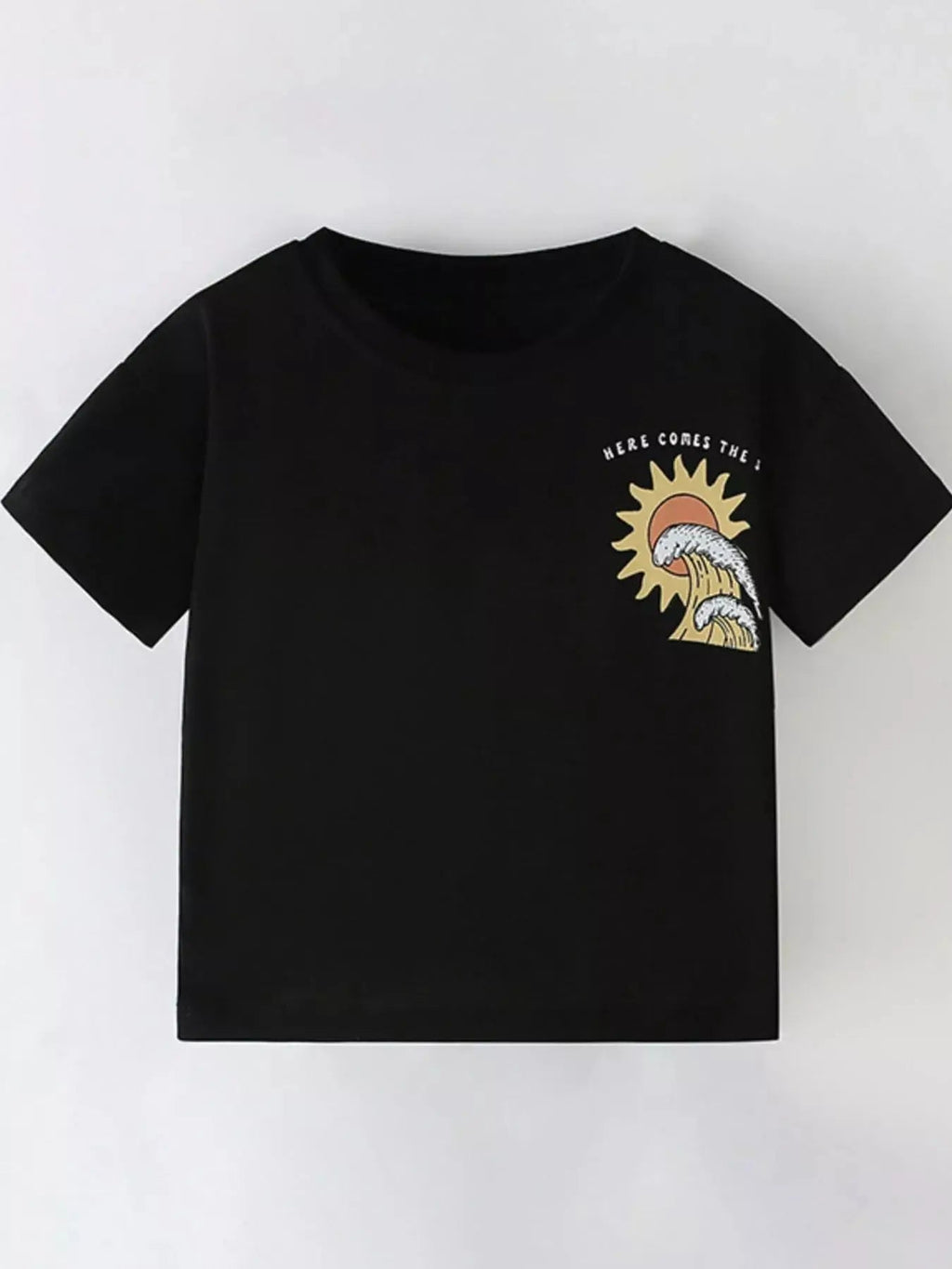 Children's Summer Sun & Wave Graphic Short Sleeve T-Shirt - we buy