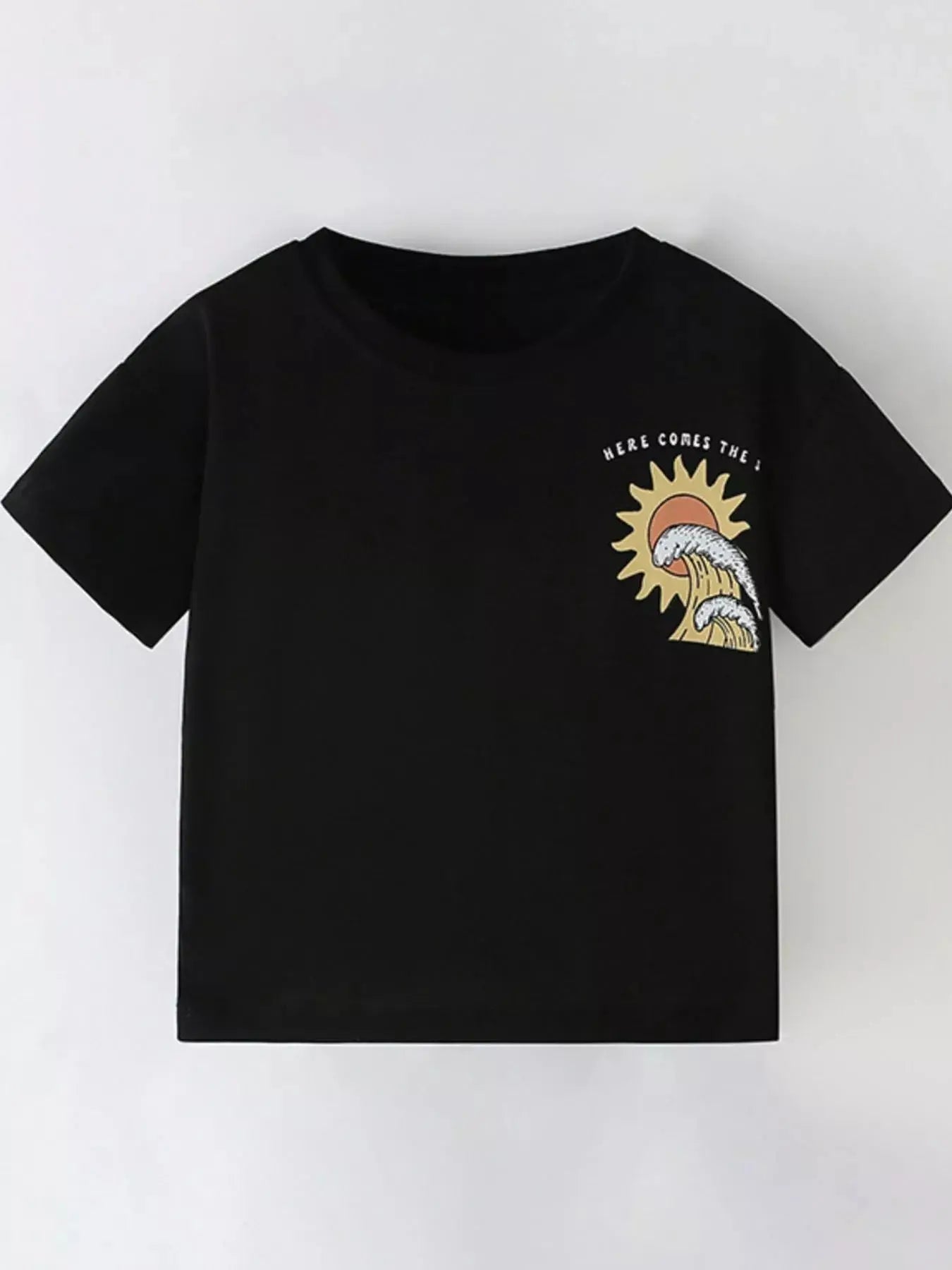 Children's Summer Sun & Wave Graphic Short Sleeve T-Shirt - we buy