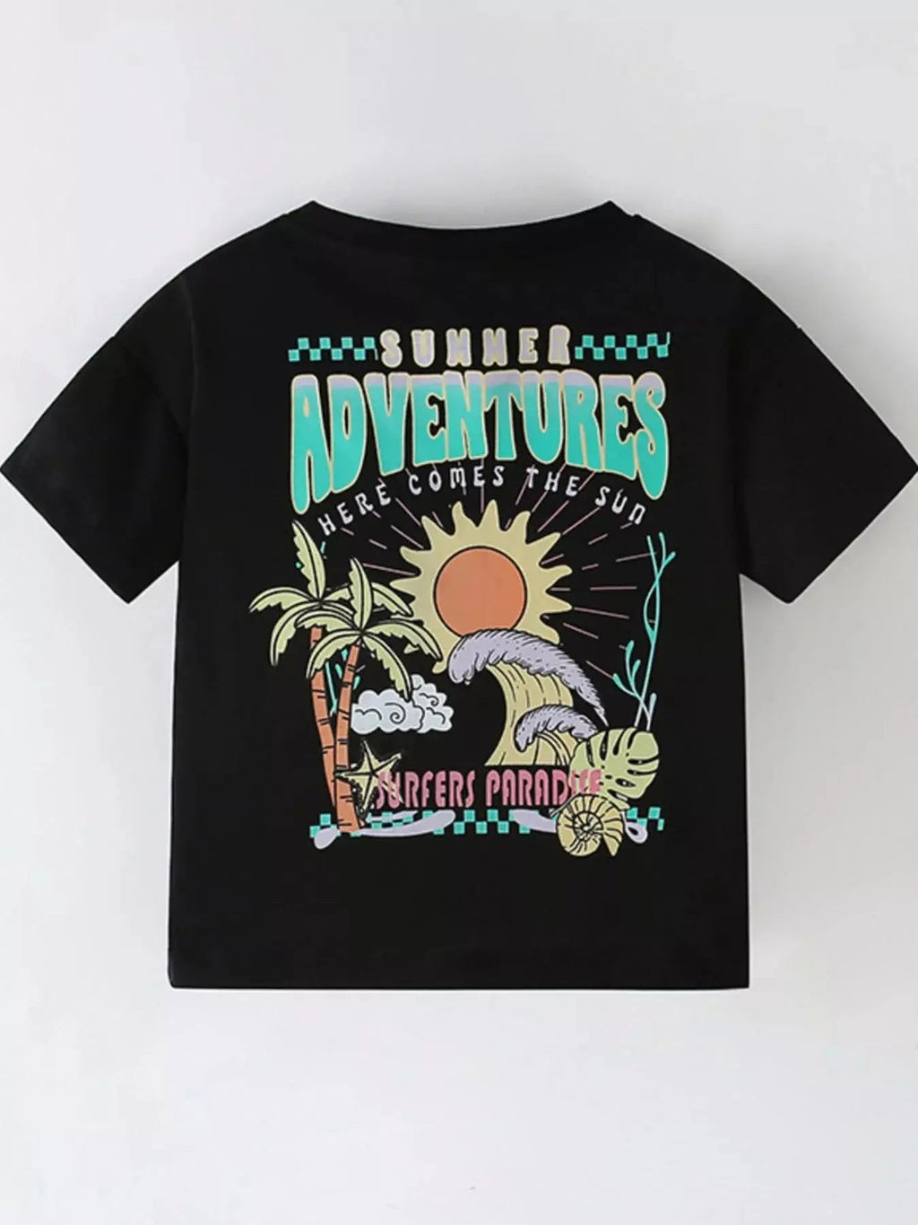 Children's Summer Sun & Wave Graphic Short Sleeve T-Shirt - we buy