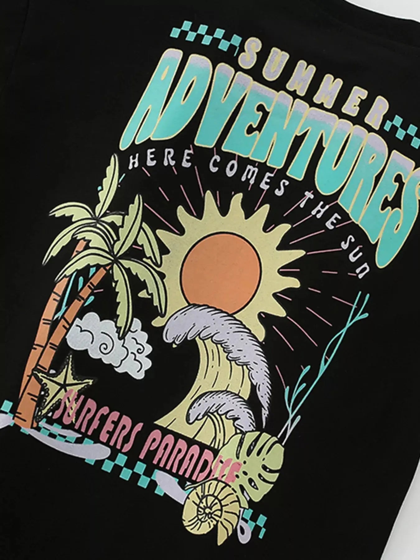 Children's Summer Sun & Wave Graphic Short Sleeve T-Shirt - we buy