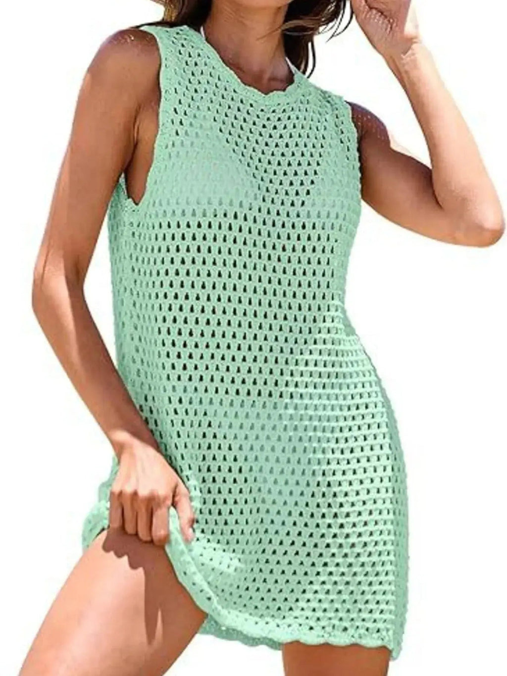 Color Block Openwork Sleeveless Cutout Back Cover - Up - we buy