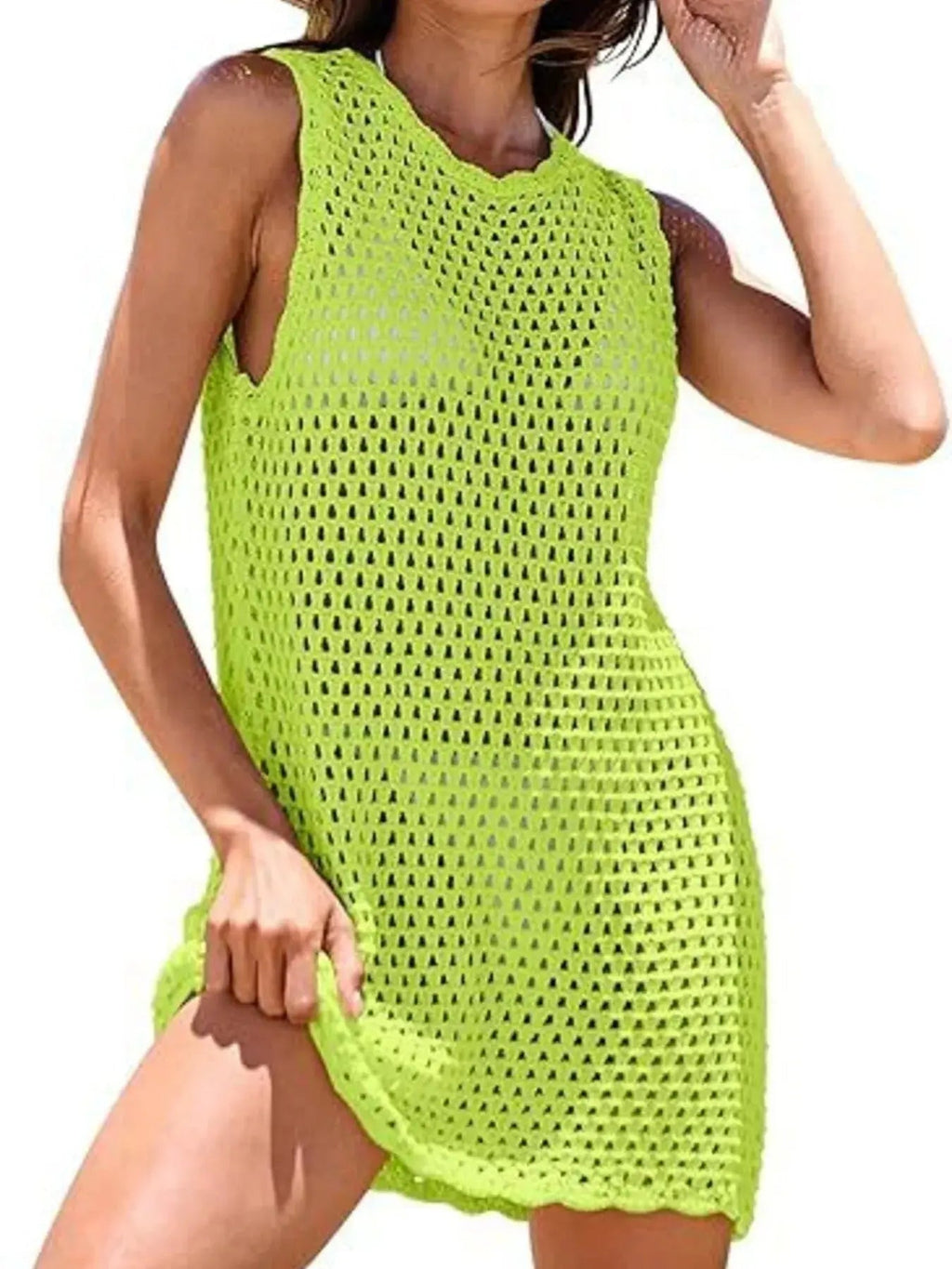 Color Block Openwork Sleeveless Cutout Back Cover - Up - we buy