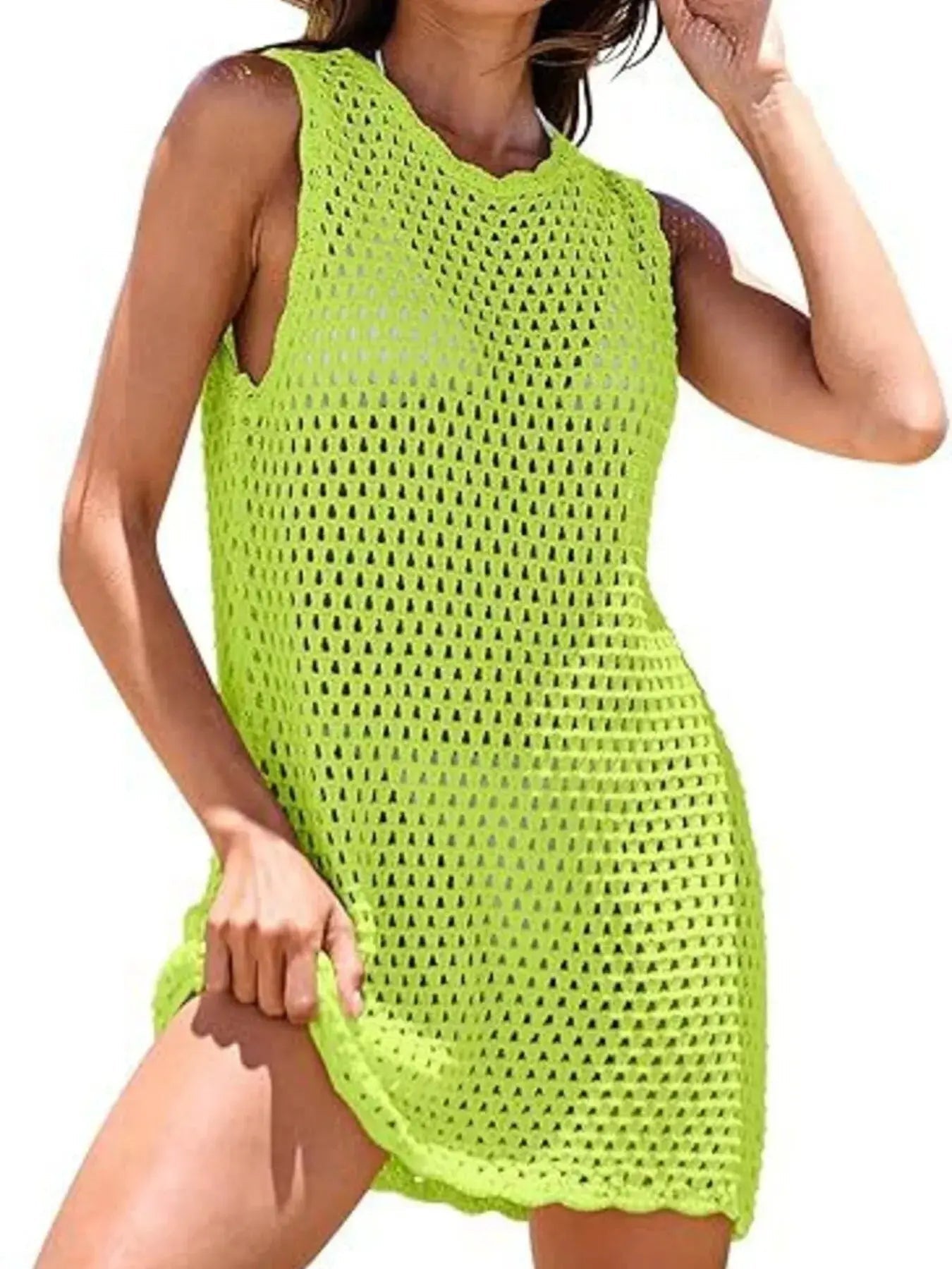 Color Block Openwork Sleeveless Cutout Back Cover - Up - we buy