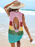 Color Block Openwork Sleeveless Cutout Back Cover - Up - we buy