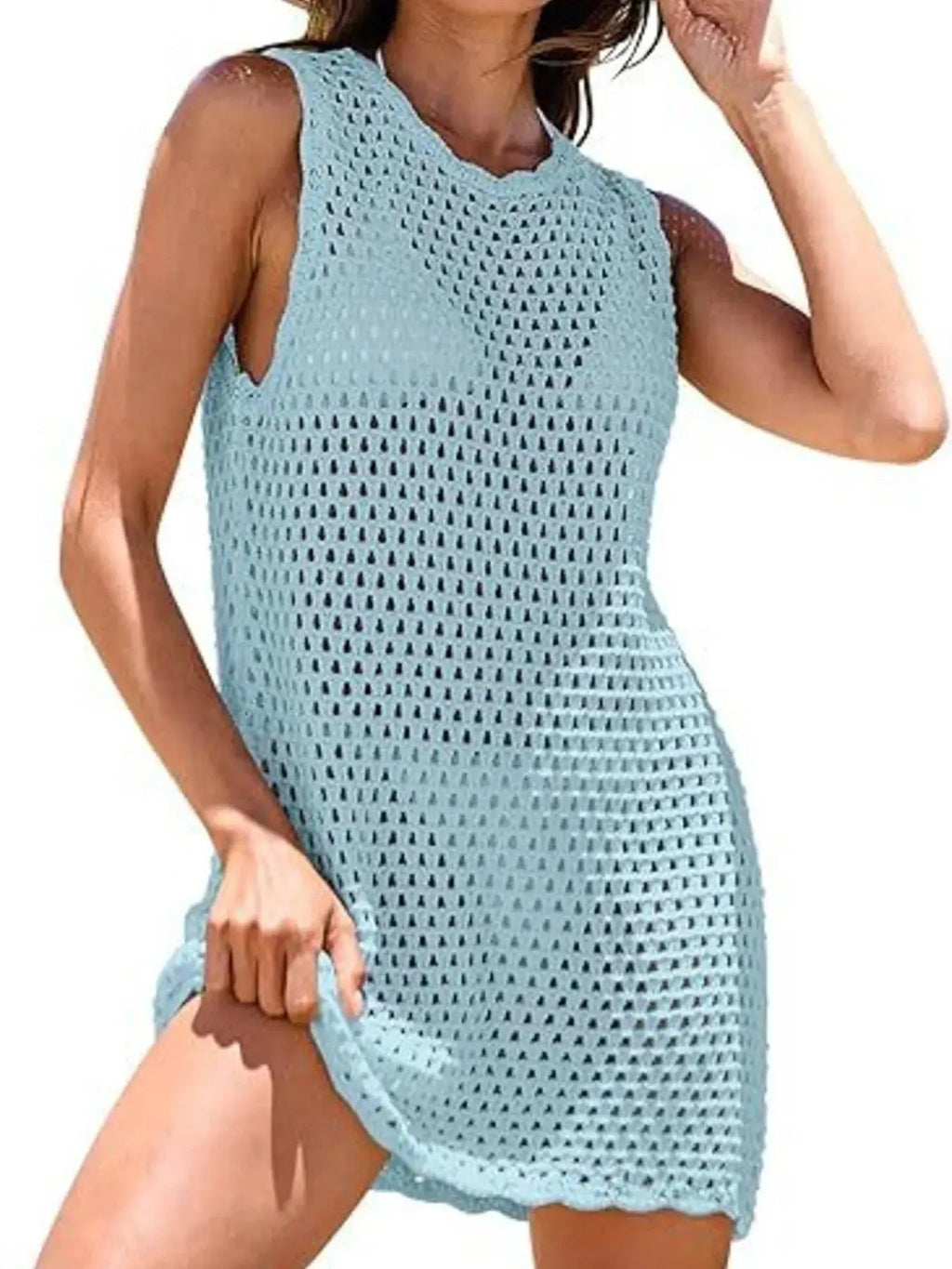 Color Block Openwork Sleeveless Cutout Back Cover - Up - we buy
