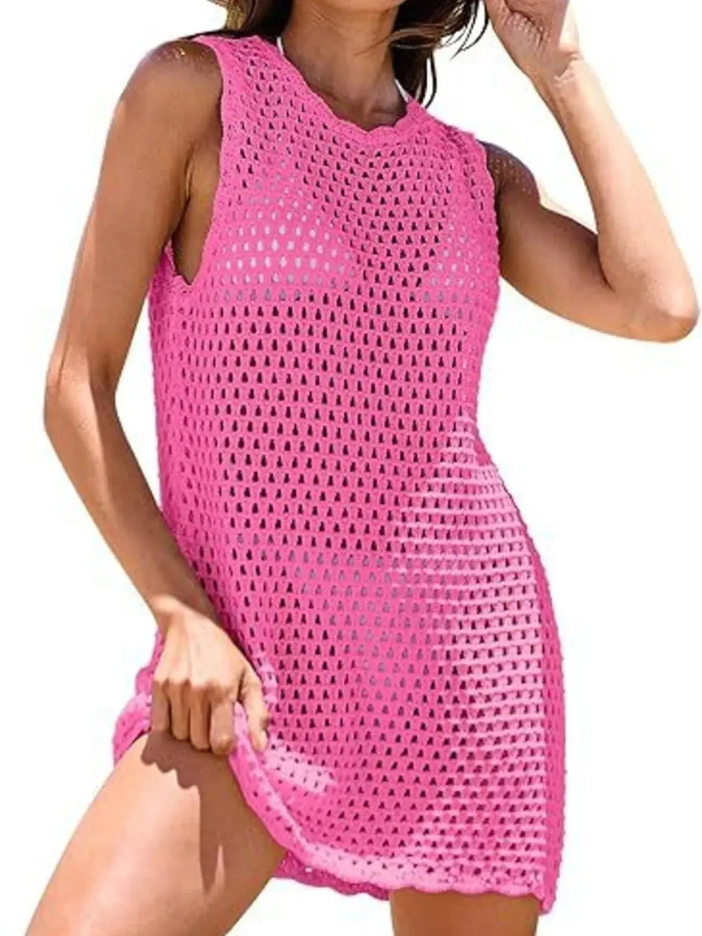 Color Block Openwork Sleeveless Cutout Back Cover - Up - we buy