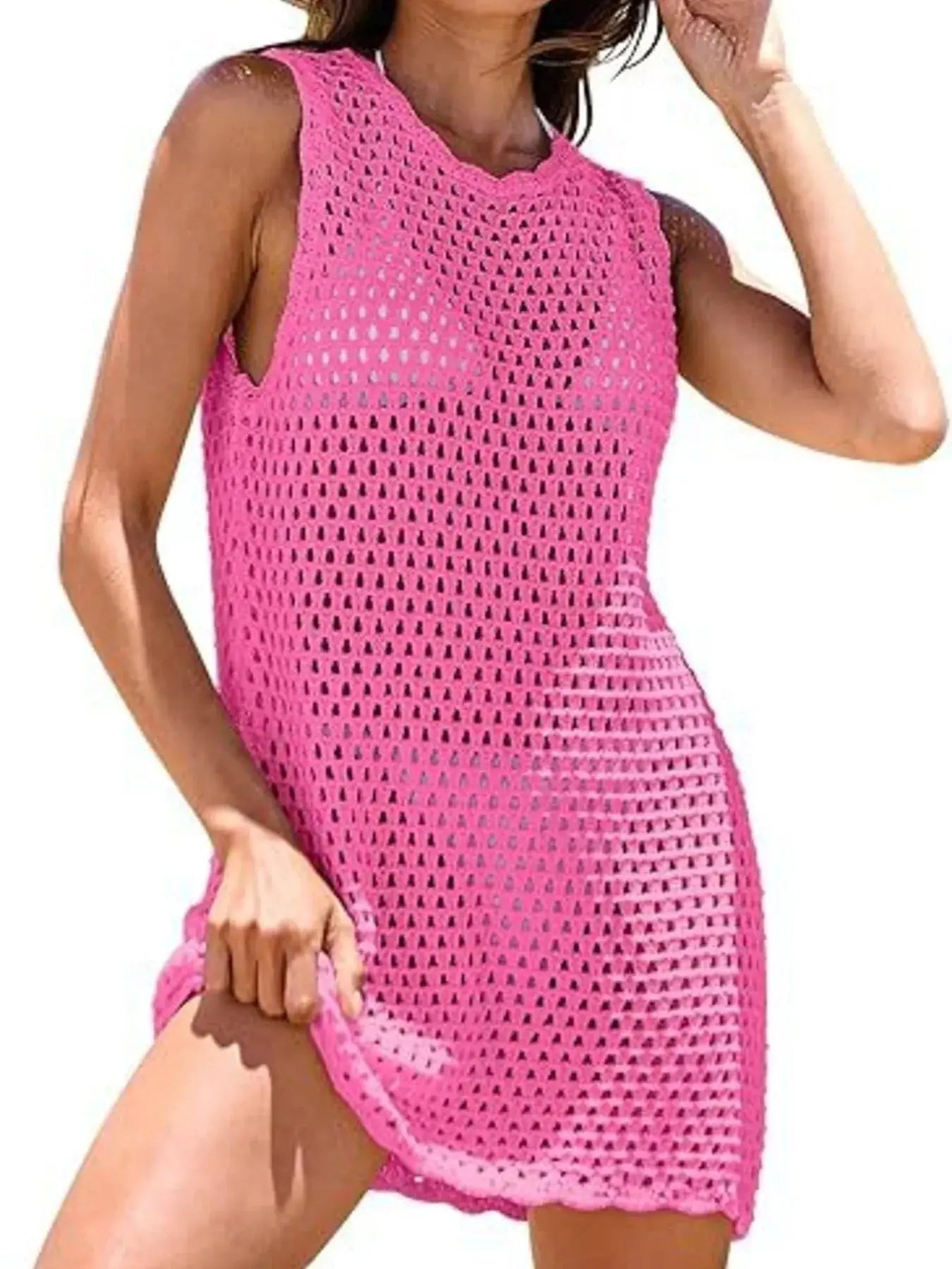 Color Block Openwork Sleeveless Cutout Back Cover - Up - we buy