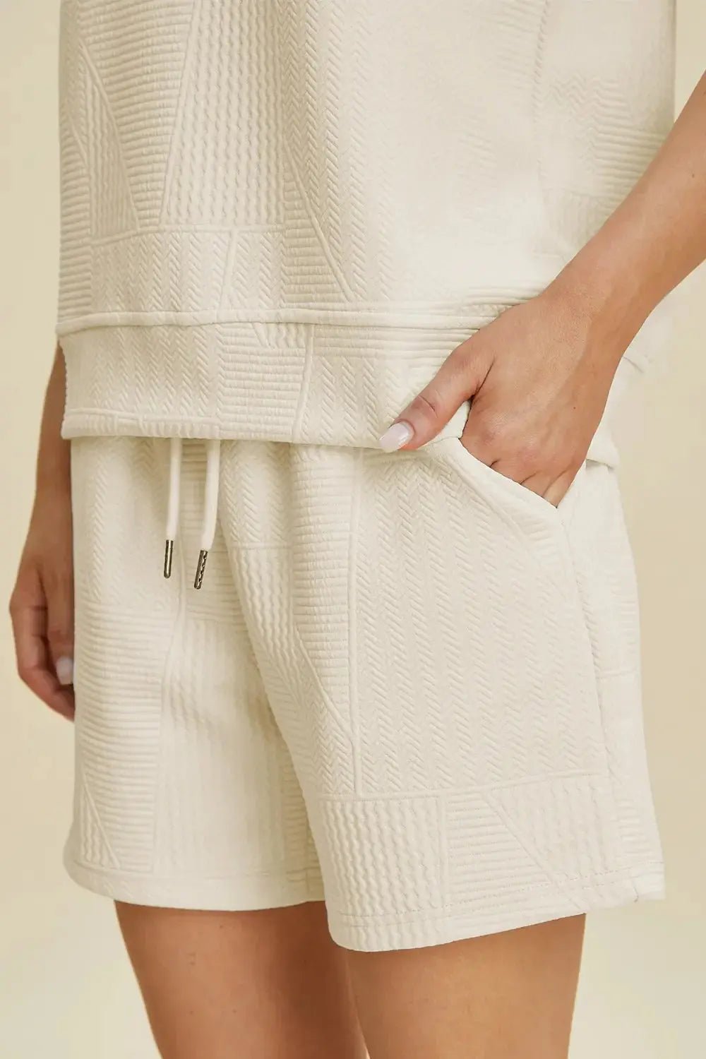 Double Take Full Size Texture Round Neck Ruffle Sleeve Top and Shorts Set - we buy