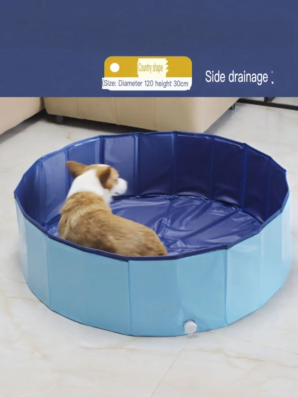 Foldable Pet Bath Pool with Side Drain - we buy