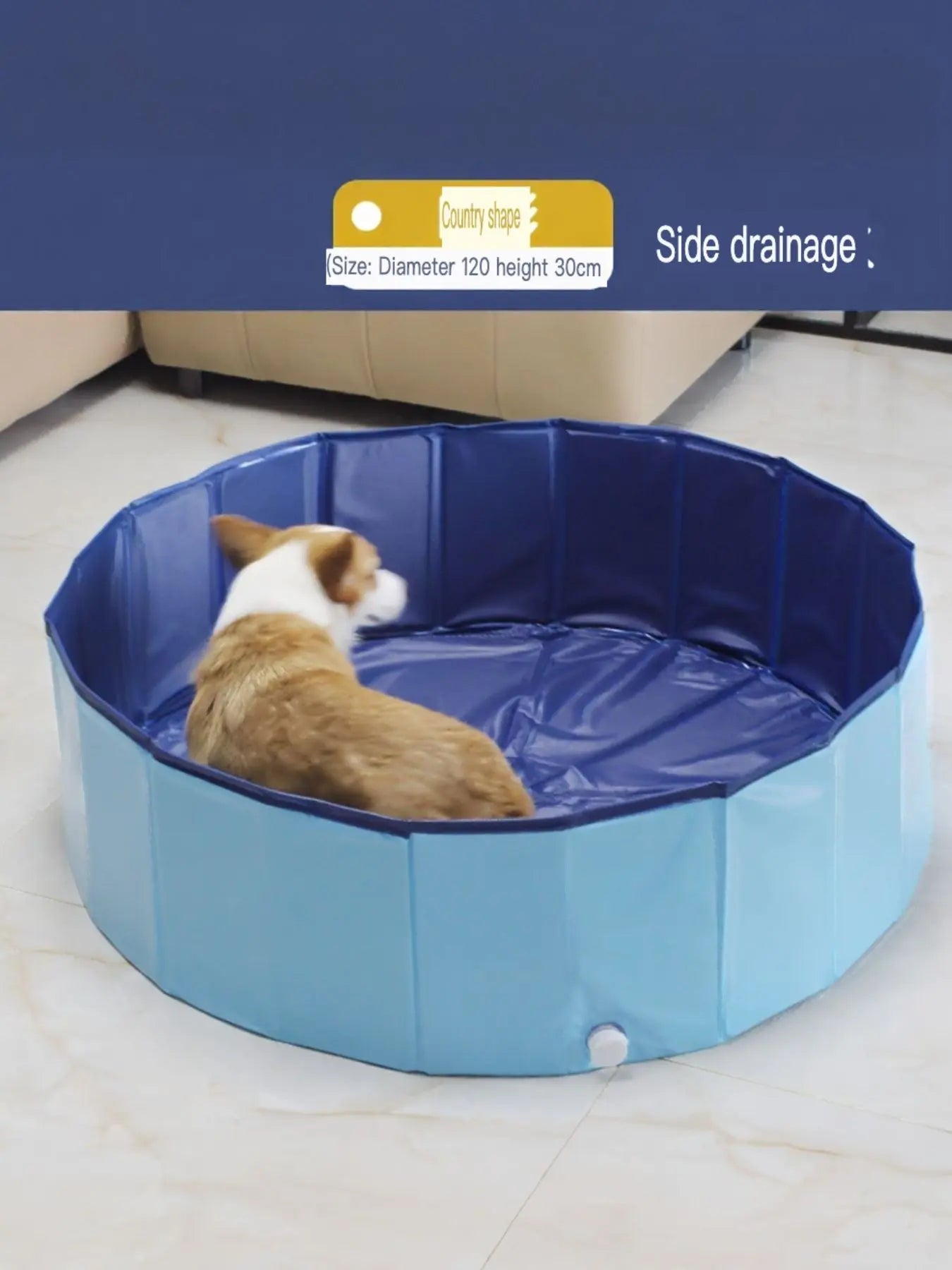Foldable Pet Bath Pool with Side Drain - we buy