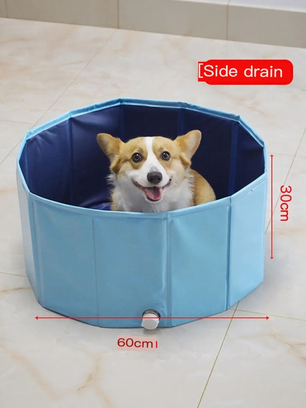 Foldable Pet Bath Pool with Side Drain - we buy