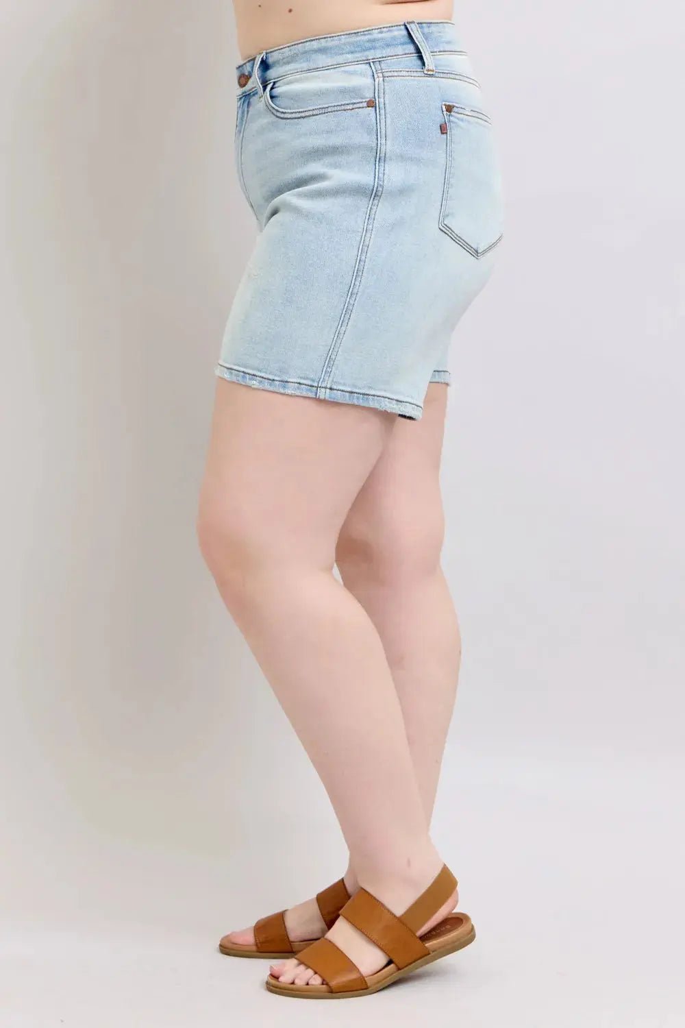 Judy Blue Full Size 2 Button Denim Shorts with Pockets Plus Size - we buy