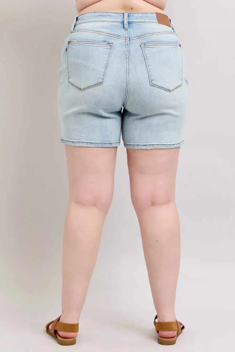Judy Blue Full Size 2 Button Denim Shorts with Pockets Plus Size - we buy