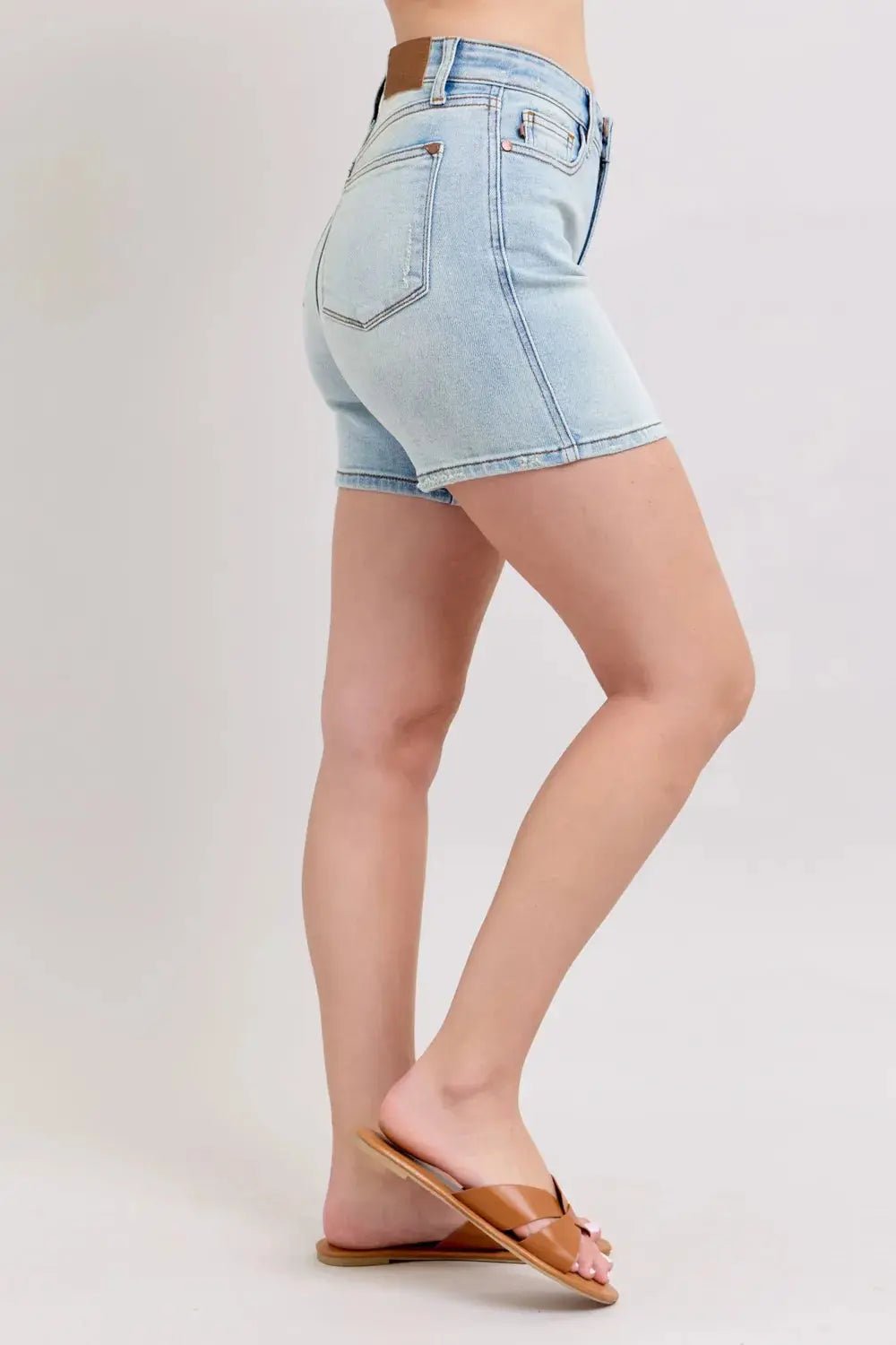 Judy Blue Full Size 2 Button Denim Shorts with Pockets Plus Size - we buy