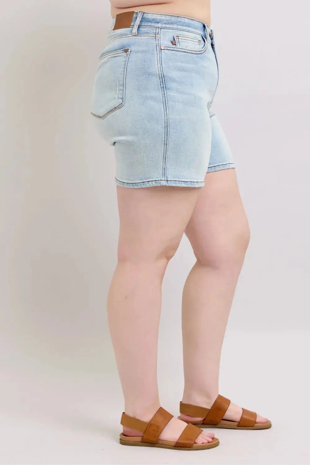 Judy Blue Full Size 2 Button Denim Shorts with Pockets Plus Size - we buy