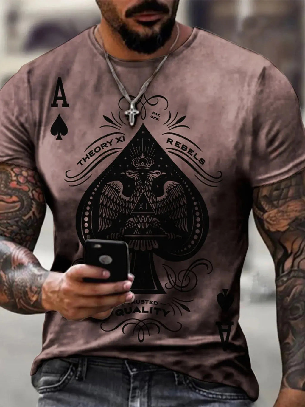 Men's Full Size Ace of Spades Graphic Print T-Shirt Plus Size - we buy