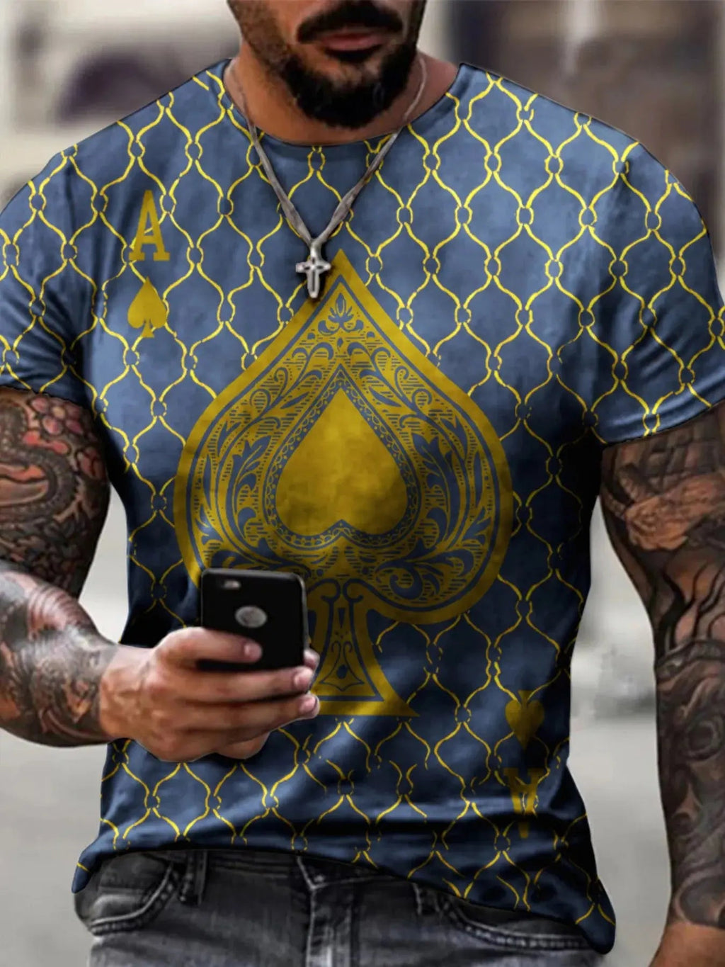 Men's Full Size Ace of Spades Graphic Print T-Shirt Plus Size - we buy