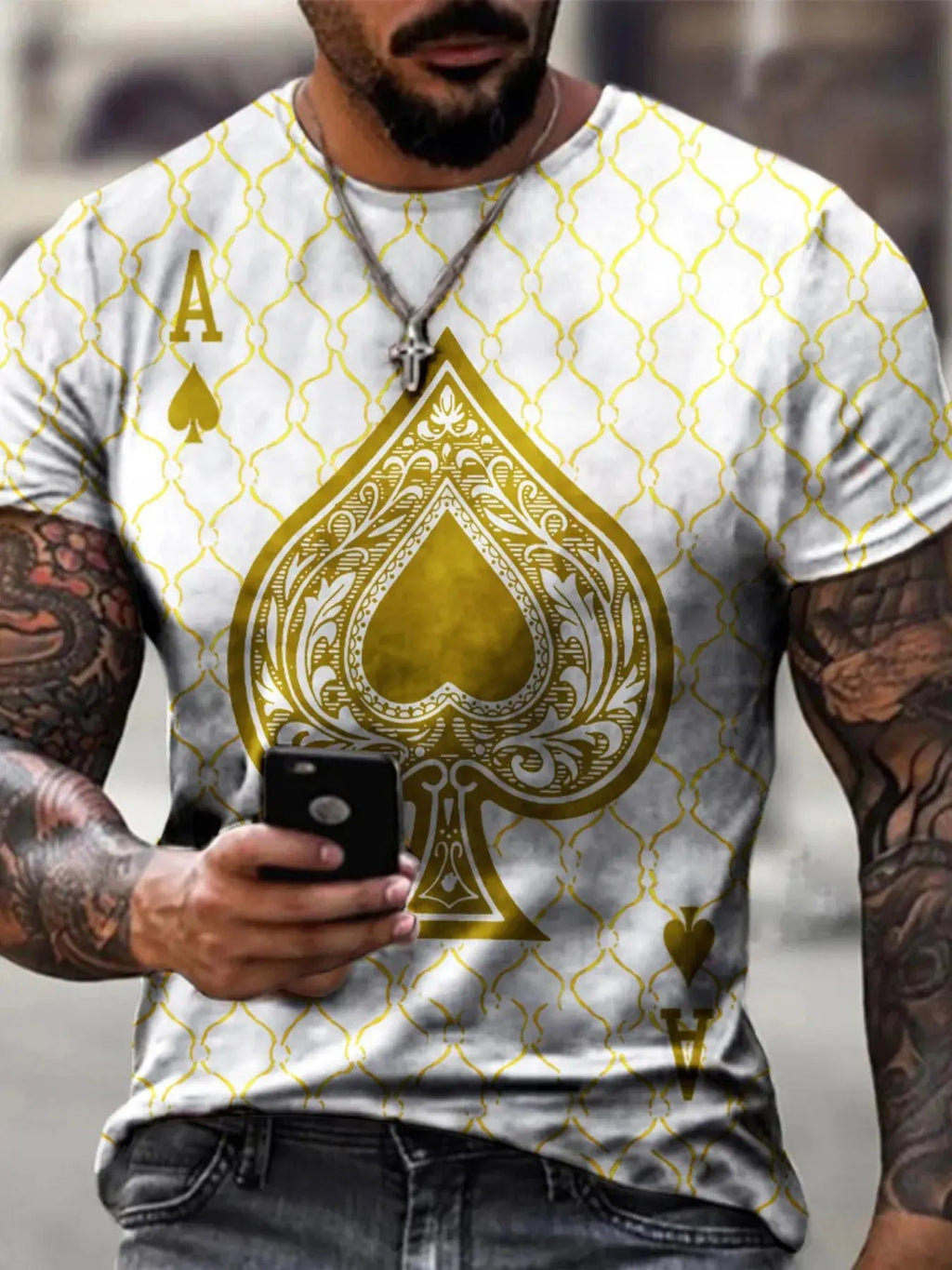 Men's Full Size Ace of Spades Graphic Print T-Shirt Plus Size - we buy