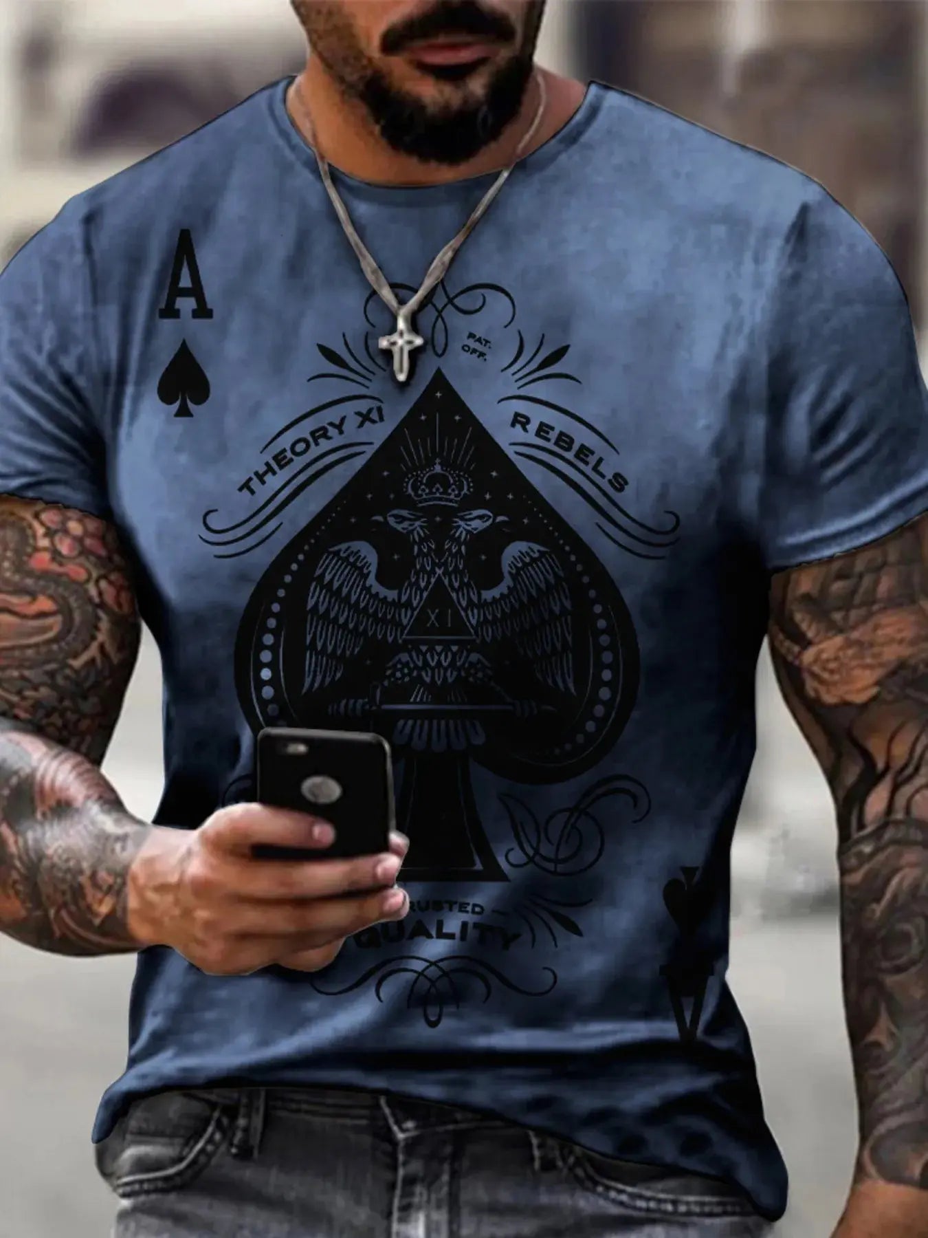 Men's Full Size Ace of Spades Graphic Print T-Shirt Plus Size - we buy