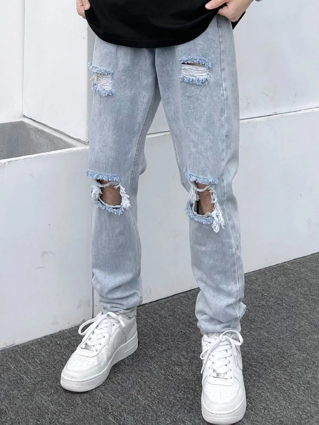 Men's Full Size Distressed Slim Fit Jeans Plus Size - we buy