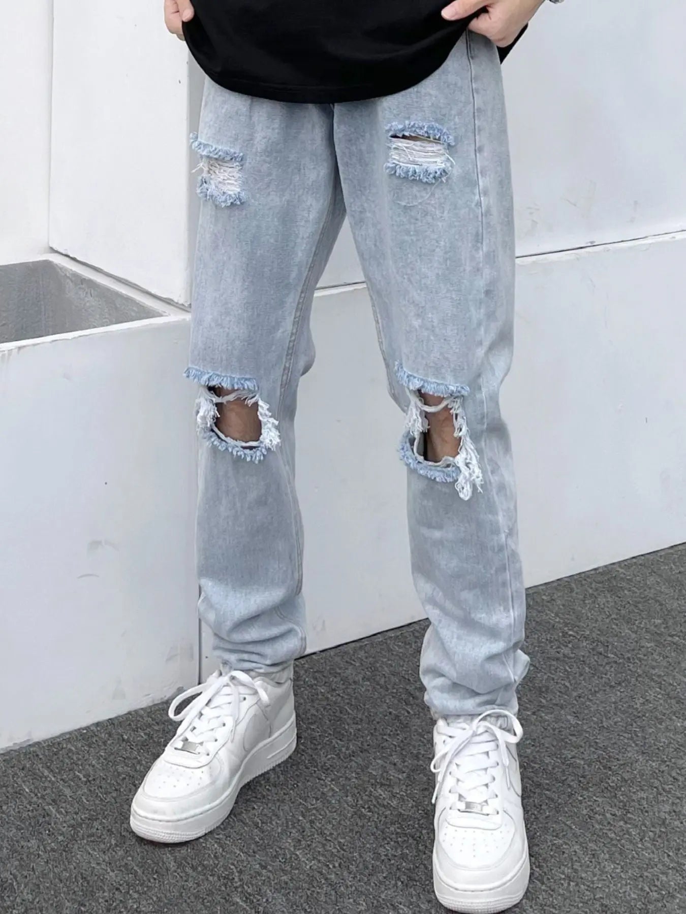 Men's Full Size Distressed Slim Fit Jeans Plus Size - we buy