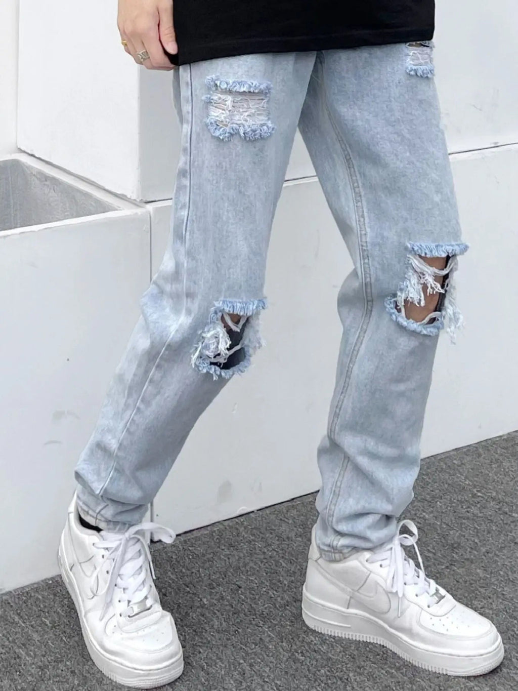 Men's Full Size Distressed Slim Fit Jeans Plus Size - we buy