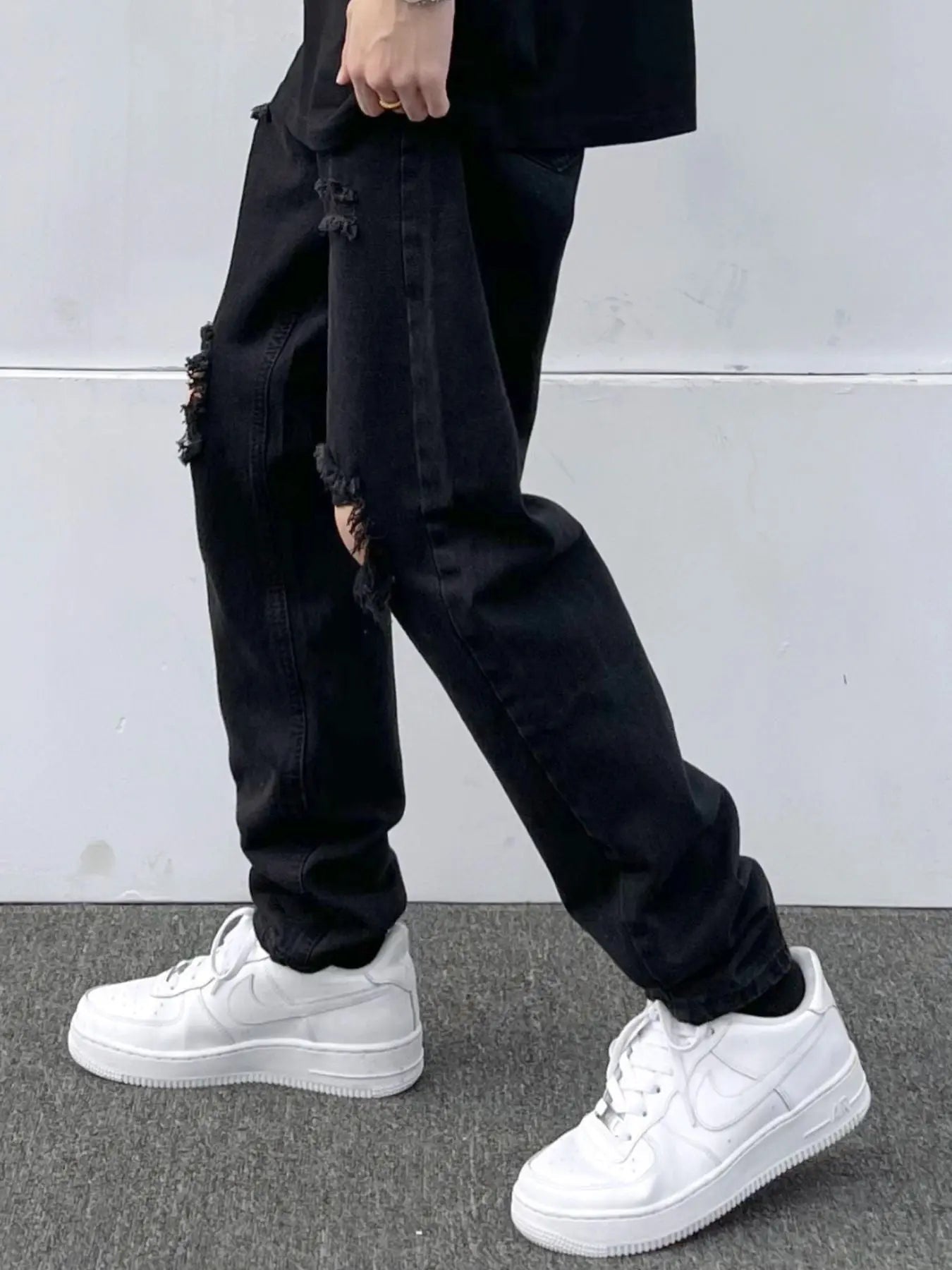 Men's Full Size Distressed Slim Fit Jeans Plus Size - we buy