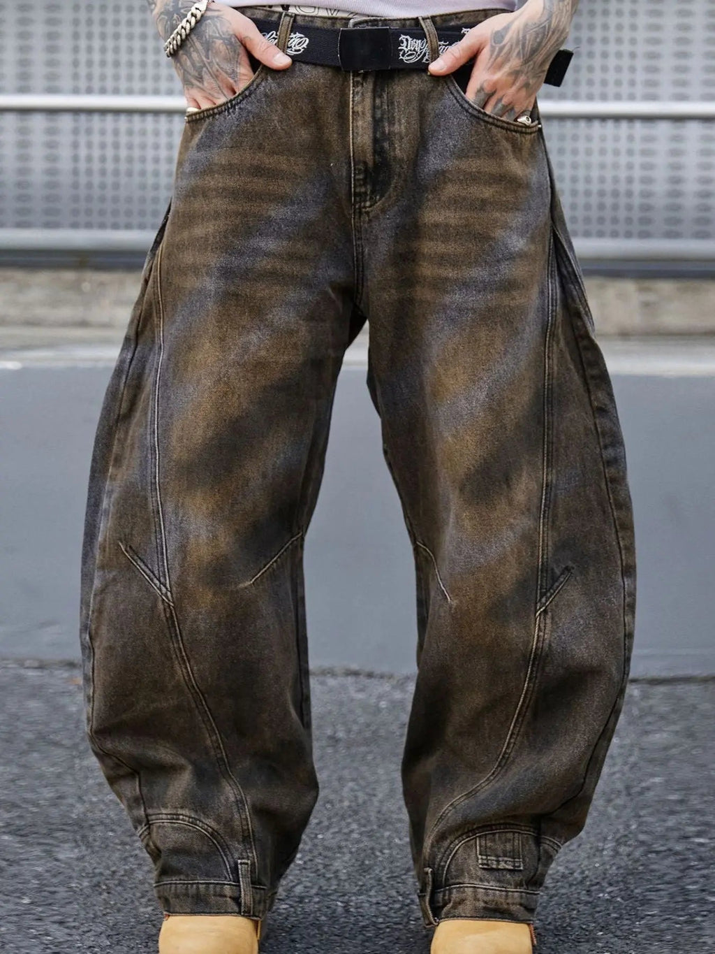 Men's Full Size Distressed Wide Leg Jeans Plus Size - we buy