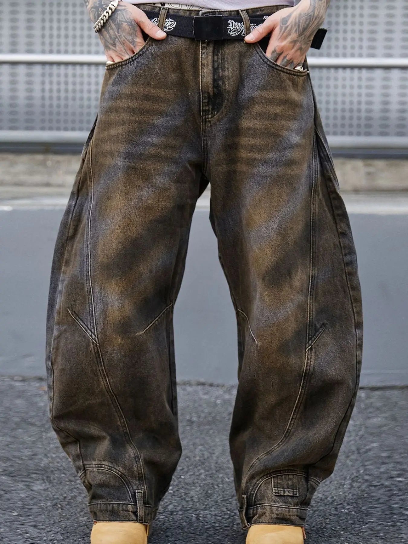 Men's Full Size Distressed Wide Leg Jeans Plus Size - we buy