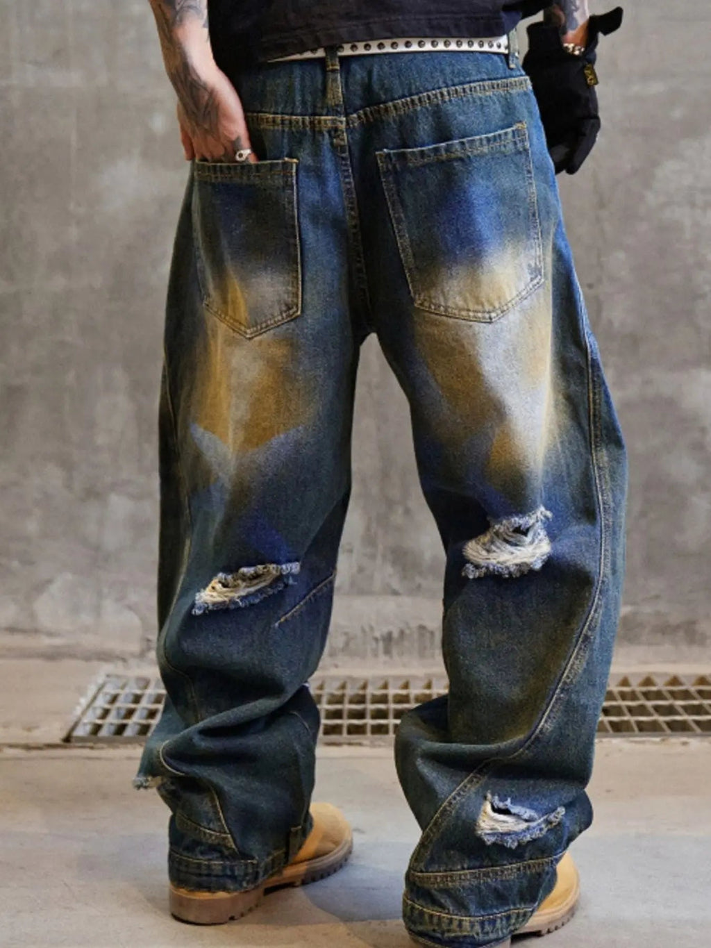 Men's Full Size Distressed Wide Leg Jeans Plus Size - we buy