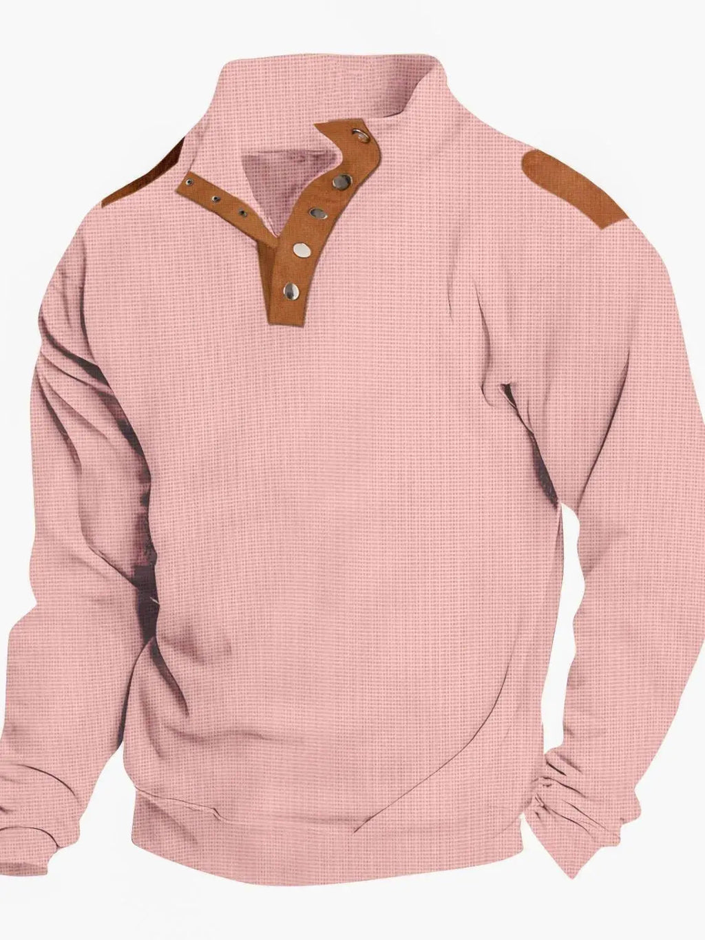 Men's Full Size Quarter Snap Long Sleeve Top Plus Size - we buy