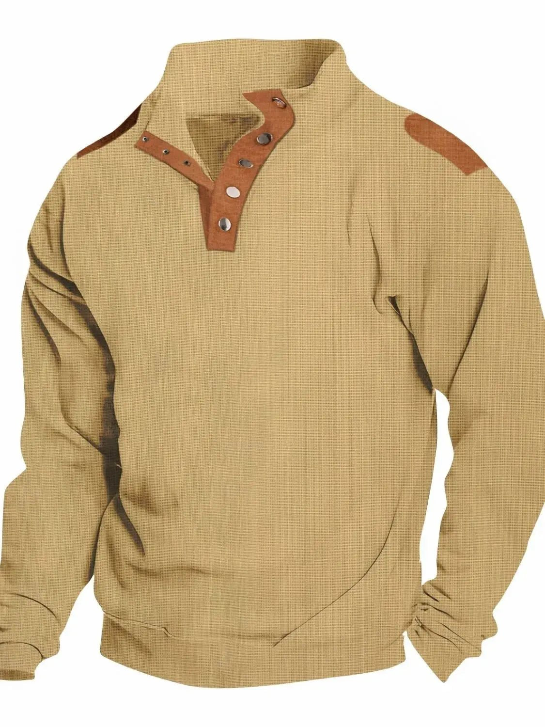 Men's Full Size Quarter Snap Long Sleeve Top Plus Size - we buy