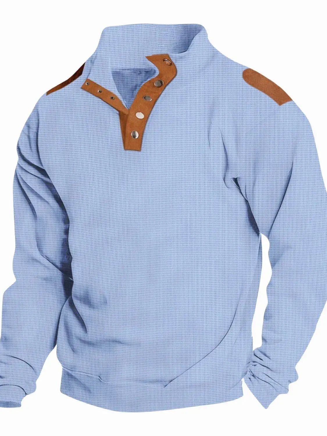 Men's Full Size Quarter Snap Long Sleeve Top Plus Size - we buy