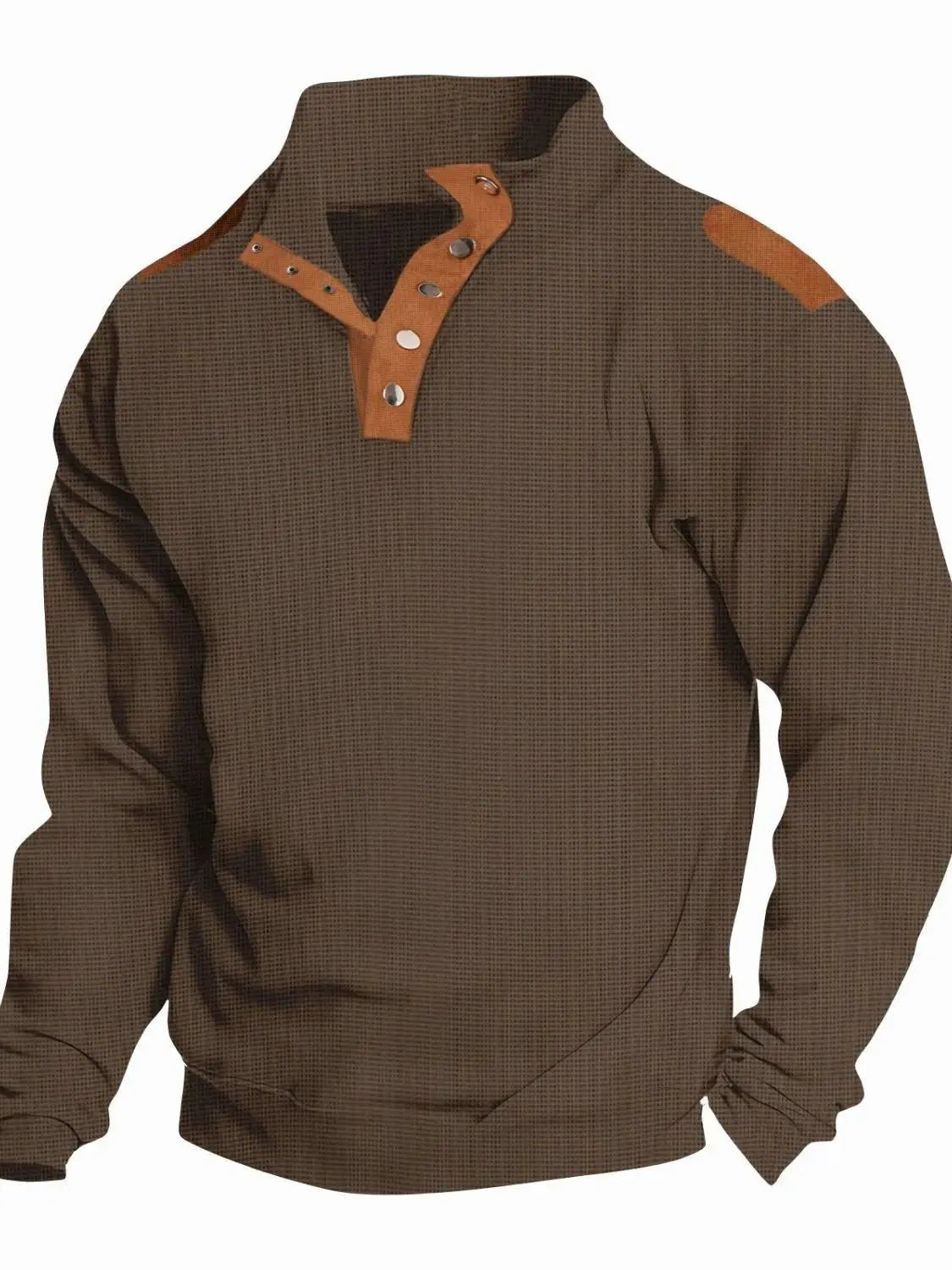 Men's Full Size Quarter Snap Long Sleeve Top Plus Size - we buy