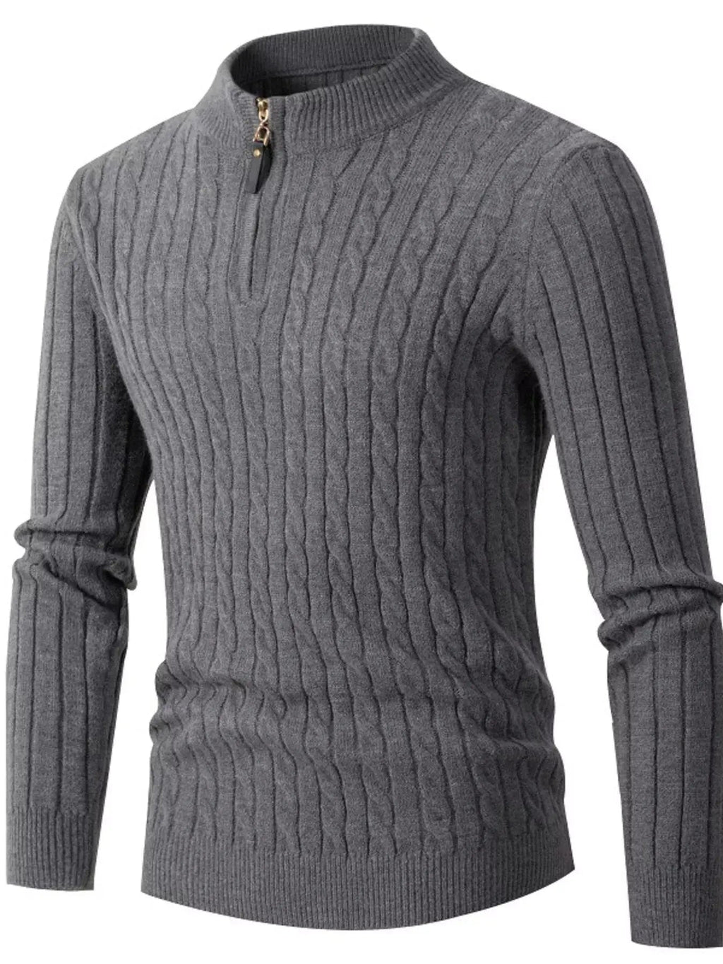 Men's Full Size Slim Fit Cable Knit Half Zip Sweater Plus Size - we buy