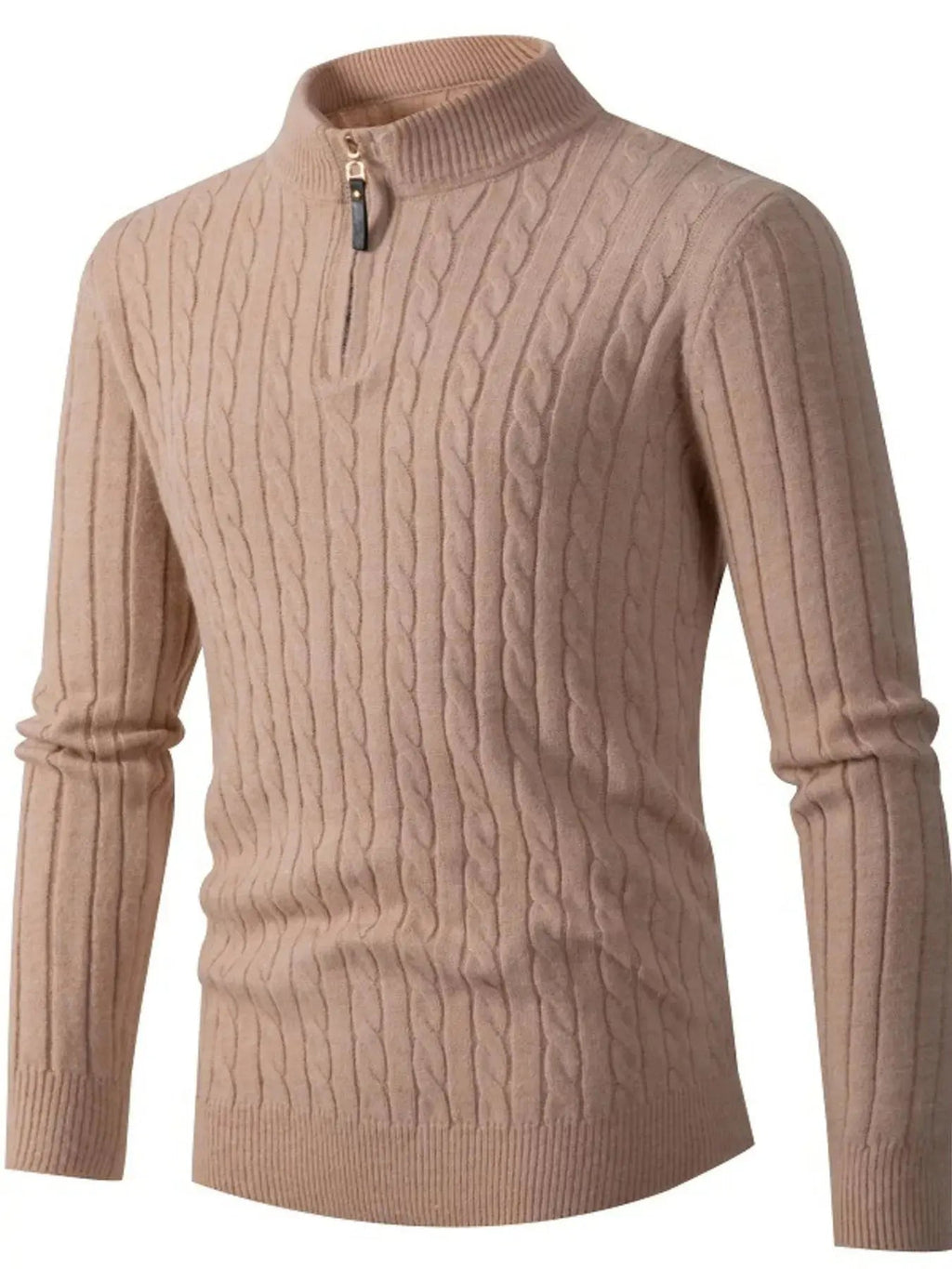 Men's Full Size Slim Fit Cable Knit Half Zip Sweater Plus Size - we buy