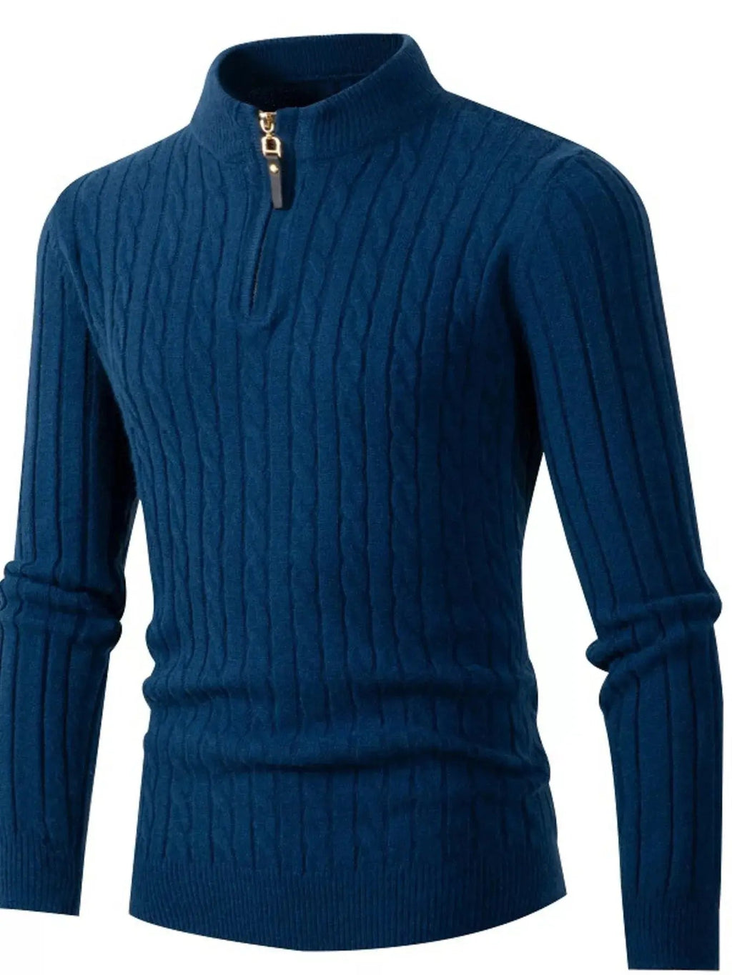 Men's Full Size Slim Fit Cable Knit Half Zip Sweater Plus Size - we buy