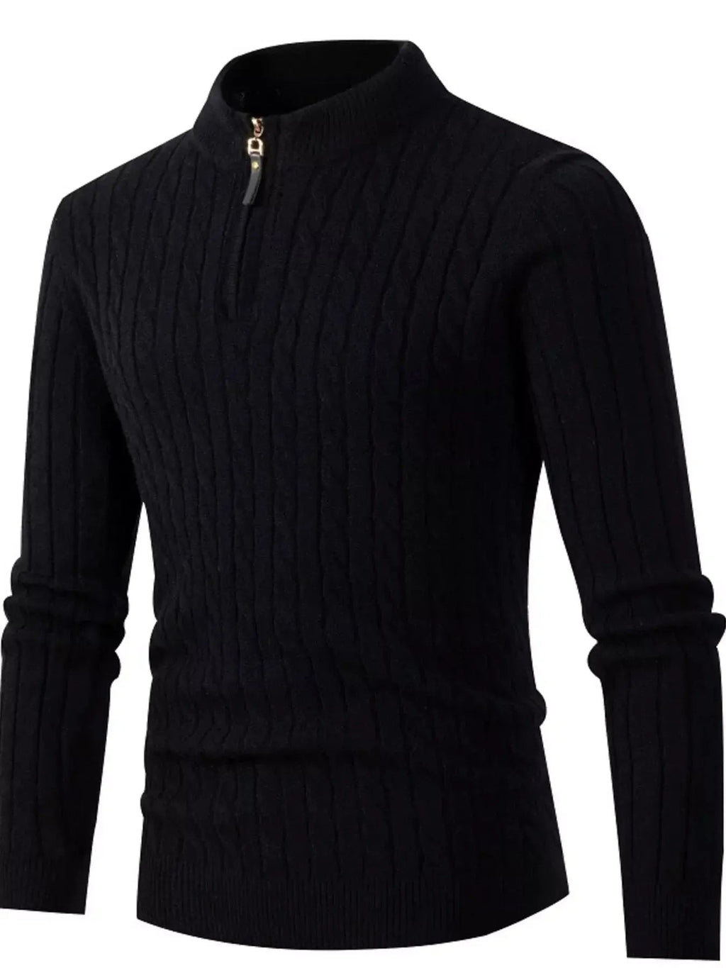 Men's Full Size Slim Fit Cable Knit Half Zip Sweater Plus Size - we buy
