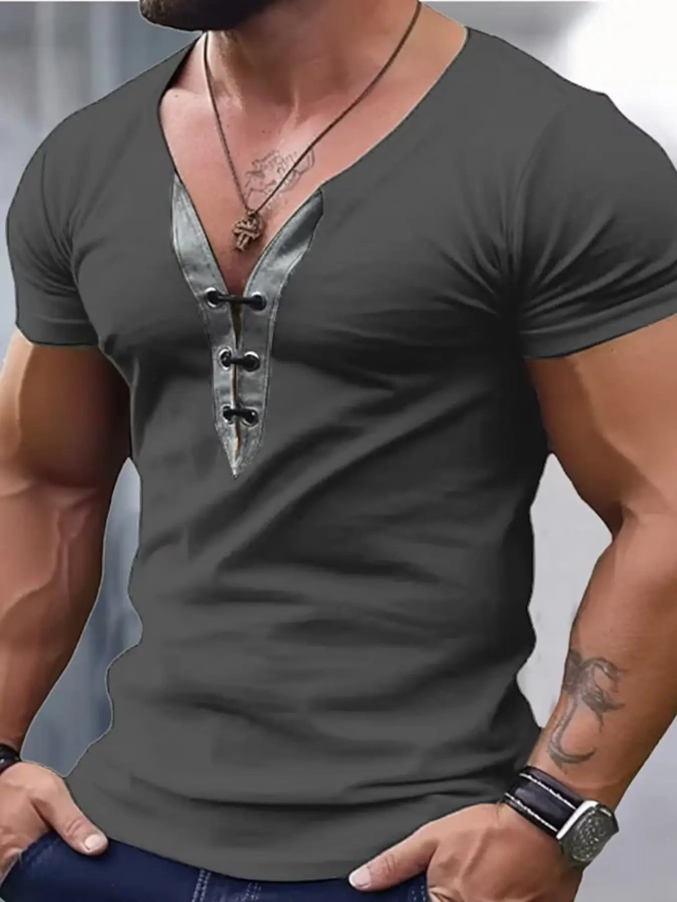 Men's Full Size Solid Color Short Sleeve T-Shirt Plus Size - we buy