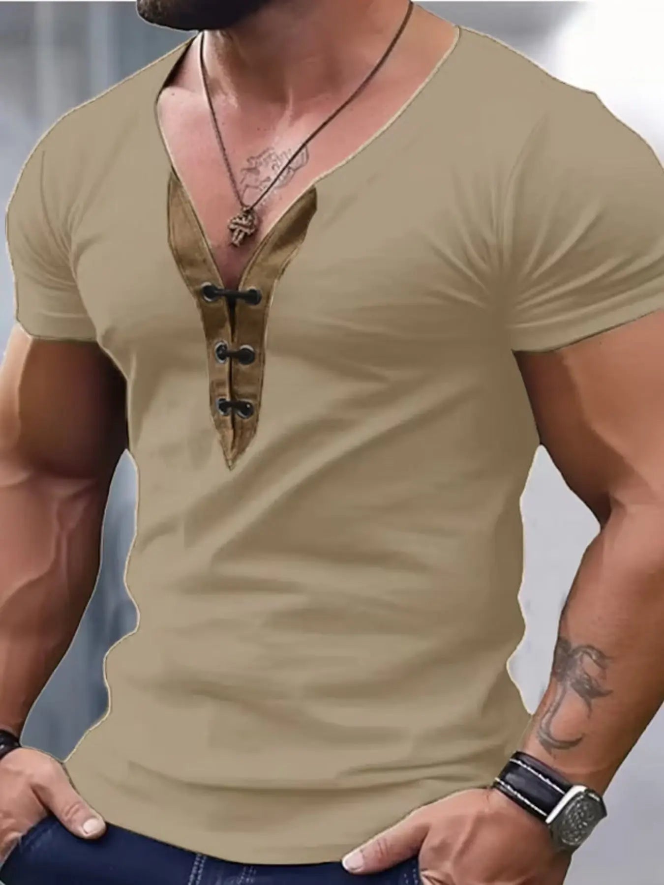 Men's Full Size Solid Color Short Sleeve T-Shirt Plus Size - we buy