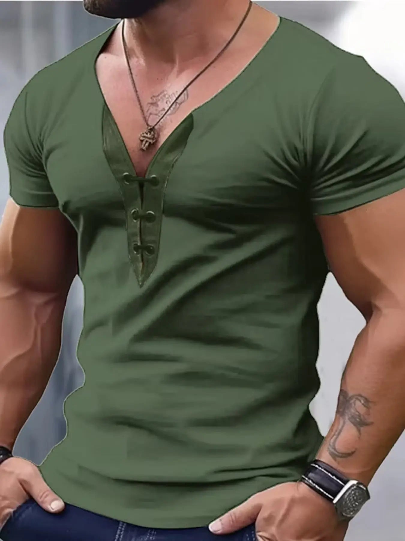 Men's Full Size Solid Color Short Sleeve T-Shirt Plus Size - we buy