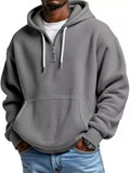 Men's Full Size Textured Waffle Knit Half - Zip Hoodie Plus Size - we buy