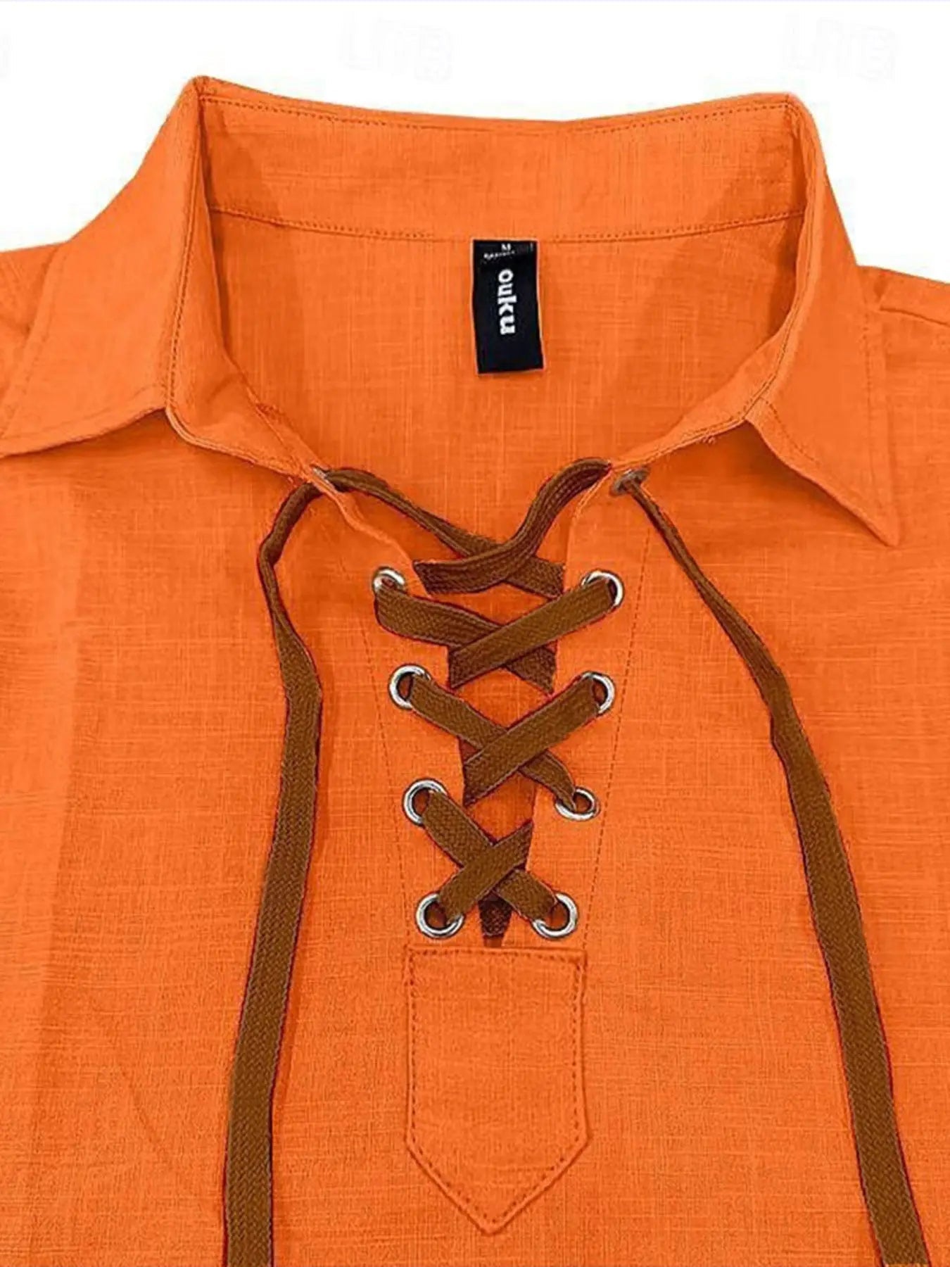 Men's Full Size Vintage Lace - Up Long Sleeve Blouse Plus Size - we buy