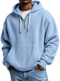 Men's Full Size Waffle Knit Quarter Zip Hoodie Plus Size - we buy