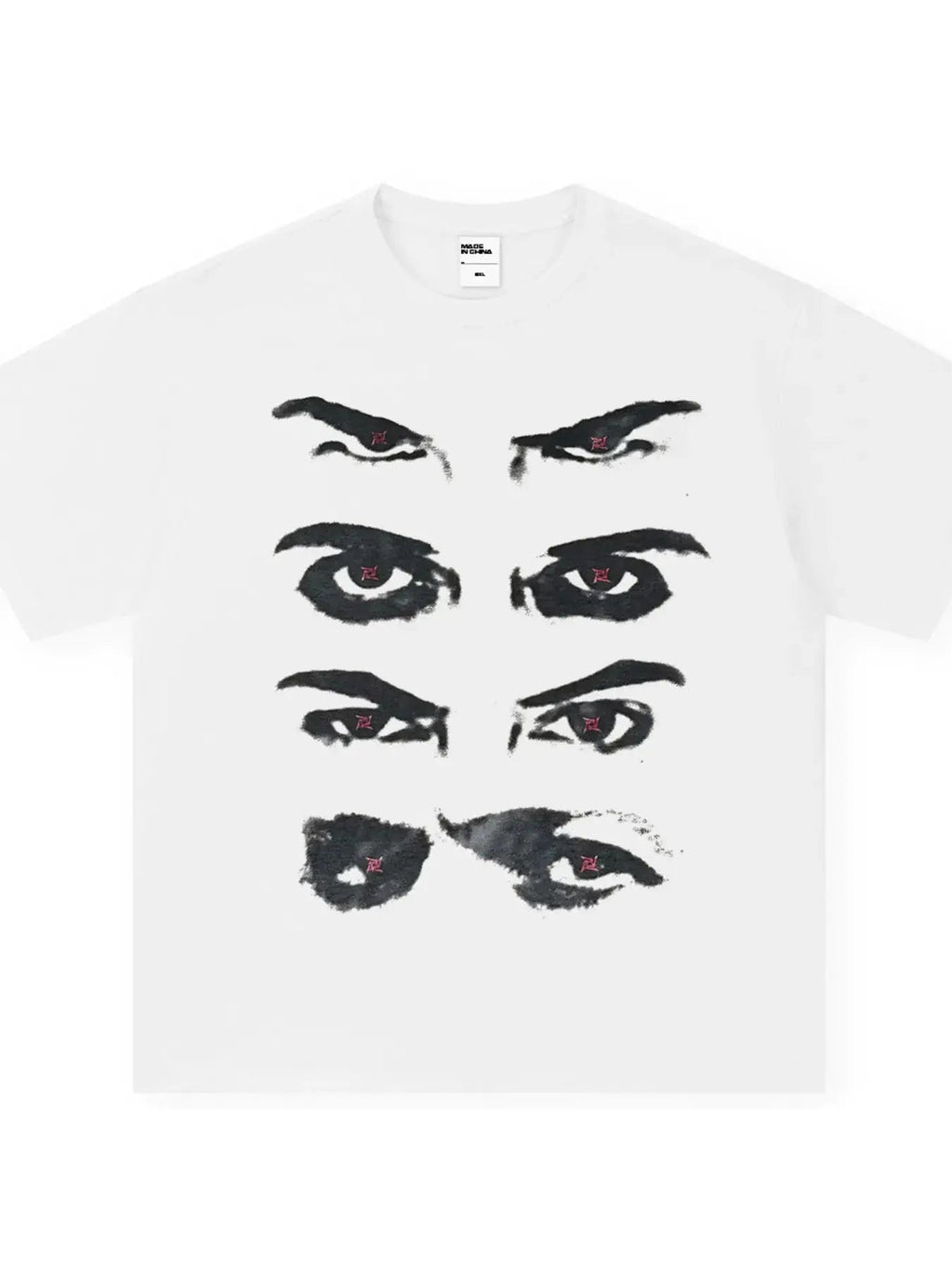 Men's Oversized Eyes Graphic Round Neck T-Shirt - we buy
