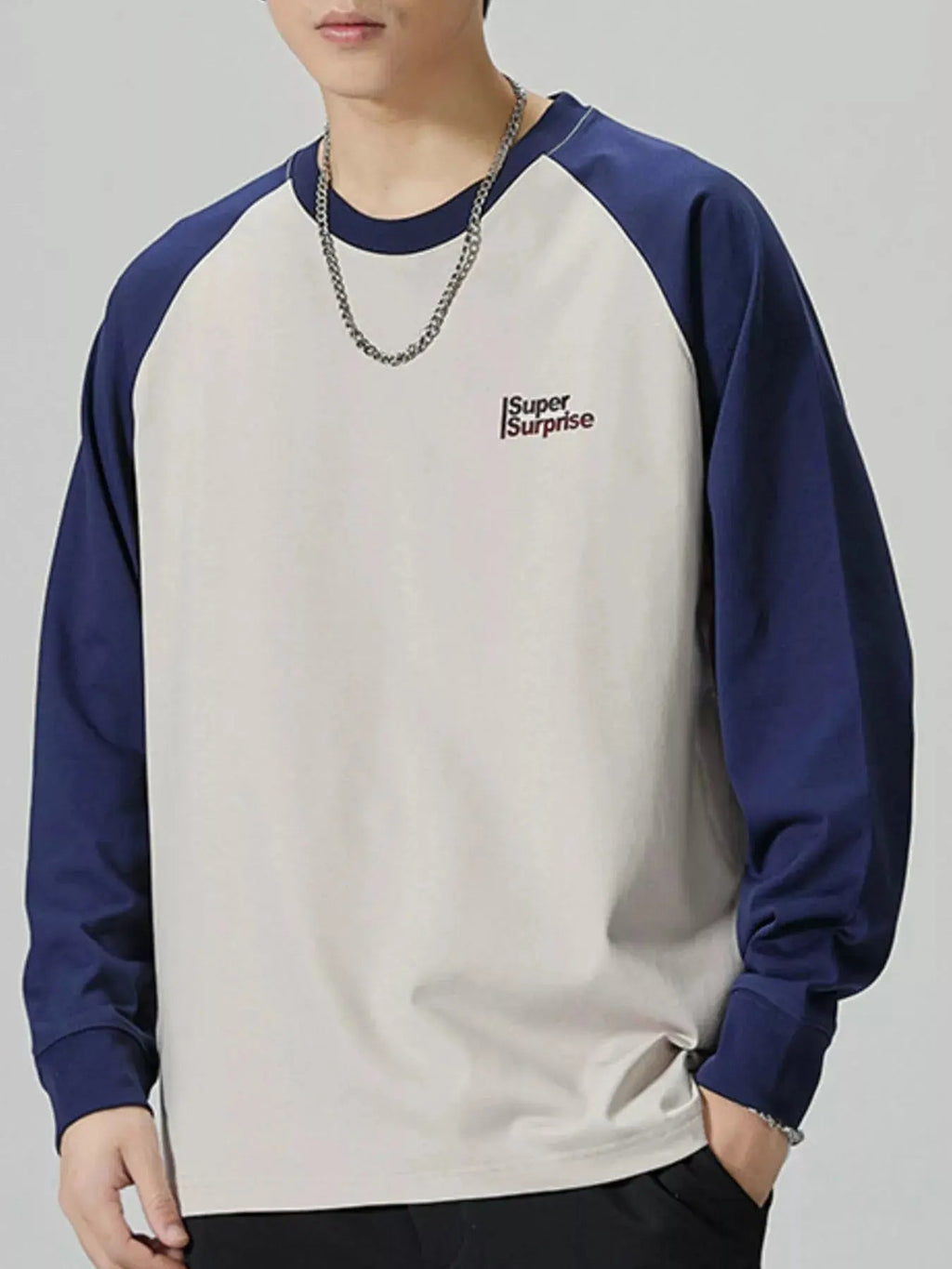 Men's Plus Size Round Neck Raglan Sleeve T-Shirt - we buy